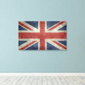 イギリスのユニオン・ジャック国旗 – ヴィンテージ・レトロ キャンバスプリント (インサイチュ (ウッドフロア))