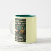 イギリスのラグビー、フットボール選手は義務を求めます ツートーンマグカップ (正面左)