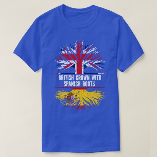 イギリスのルーツスペインので育ったイギリス国旗B Tシャツ (デザイン正面)