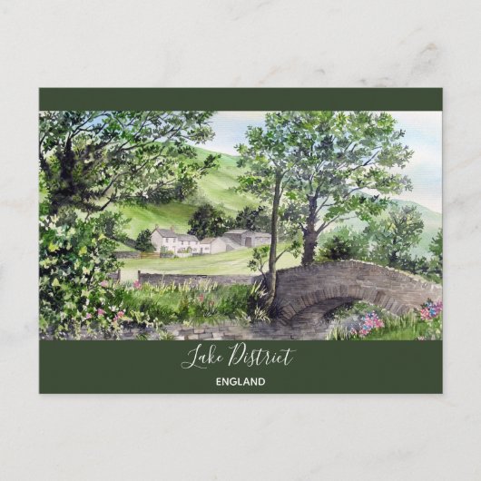 イギリスのレイク・ディストリクト、ティルミヤの近くの農家 ポストカード (正面)