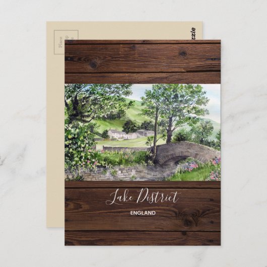 イギリスのレイク・ディストリクト、ティルミヤの近くの農家 ポストカード (正面/裏面)