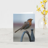 イギリスのロビンの空白のなNotecard カード (黄色い花)