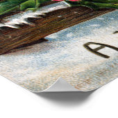 イギリスのロビンズオンザフェンスクリスマスアンティーク ポスター (角)