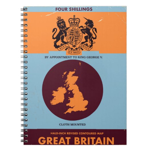 イギリスのヴィンテージな地図帳の表紙 ノートブック (正面)