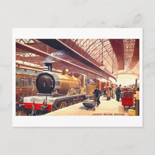 イギリスのヴィンテージロンドンブリッジ駅 ポストカード (正面)
