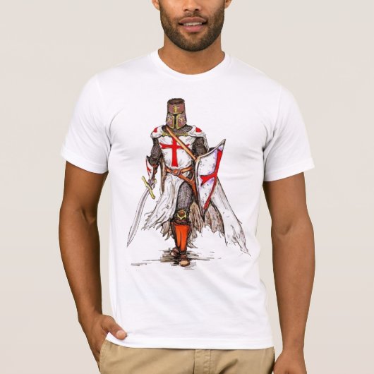 イギリスの中世Tシャツのクルセーダーの騎士 Tシャツ (正面)