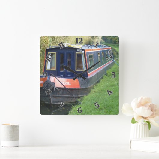 イギリスの内国水路システムのNarrowboat スクエア壁時計 (ホーム)