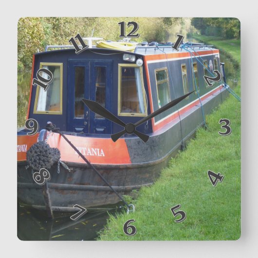 イギリスの内国水路システムのNarrowboat スクエア壁時計 (正面)