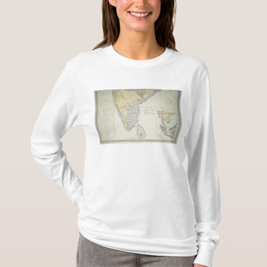 イギリスの南インド1872年の地図 Tシャツ (正面)