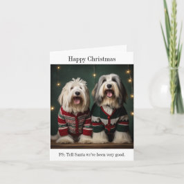 イギリスの古いシープドッグスクリスマスカード カード