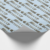 イギリスの古いレタリング金ゴールドとベビーブルークリスマス ラッピングペーパー (角)