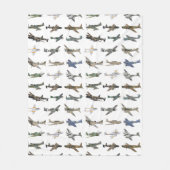 イギリスの各種第2次世界大戦飛行機 フリースブランケット (正面)