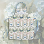 イギリスの国フローラブルーと白の祖母 エプロン