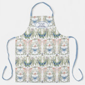 イギリスの国フローラブルーと白の祖母 エプロン (正面)