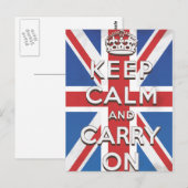 イギリスの国旗のKeep Calm and Carry On ポストカード (正面/裏面)