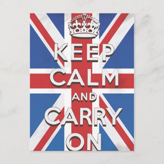 イギリスの国旗のKeep Calm and Carry On ポストカード (正面)