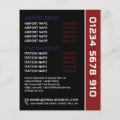 イギリスの国旗タクシー ロゴと料金表 チラシ (裏面)