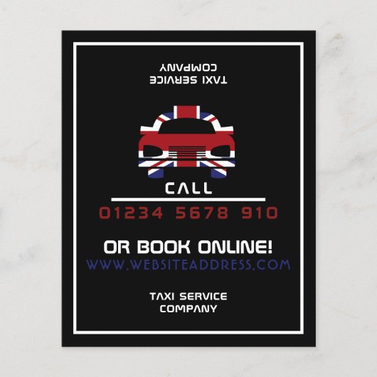 イギリスの国旗タクシー ロゴと料金表 チラシ (正面)
