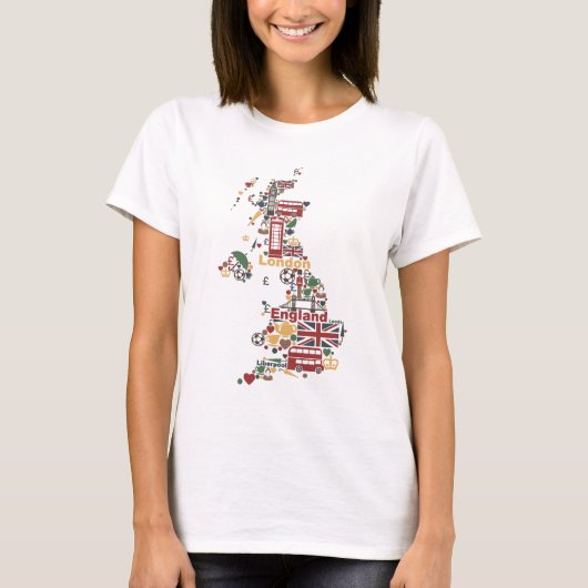 イギリスの地図の記号 Tシャツ (正面)