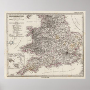 イギリスの地図書の地図 ポスター