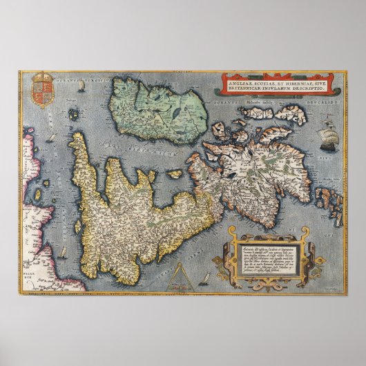 イギリスの地図素晴らし | 1587 ポスター (正面)