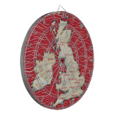 イギリスの地図統一されたヴィンテージ赤いポスター ダーツボード (正面左)