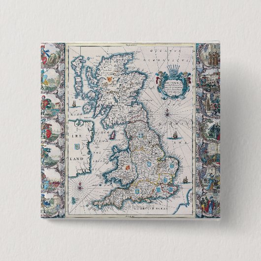 イギリスの地図2 缶バッジ (正面)