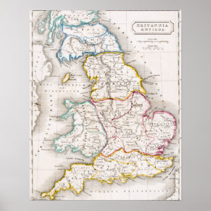 イギリスの地図  ブリタニア・アンティーク ポスター