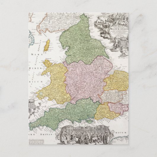 イギリスの地図 | 1760 ポストカード (正面)