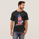 イギリスの地図US UK国旗Half British Half American Tシャツ (正面フル)