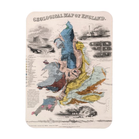 イギリスの地質図 マグネット (縦)