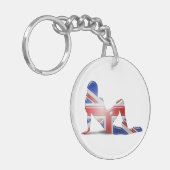 イギリスの女の子のシルエットの旗 キーホルダー (正面左)