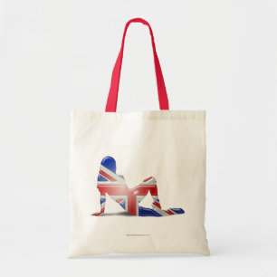 イギリスの女の子のシルエットの旗 トートバッグ