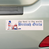 イギリスの女の子のシルエットの旗 バンパーステッカー (車上)