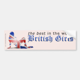 イギリスの女の子のシルエットの旗 バンパーステッカー