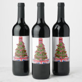 イギリスの家族全員のためのXマスの醜いセーター ワインラベル (ボトル)