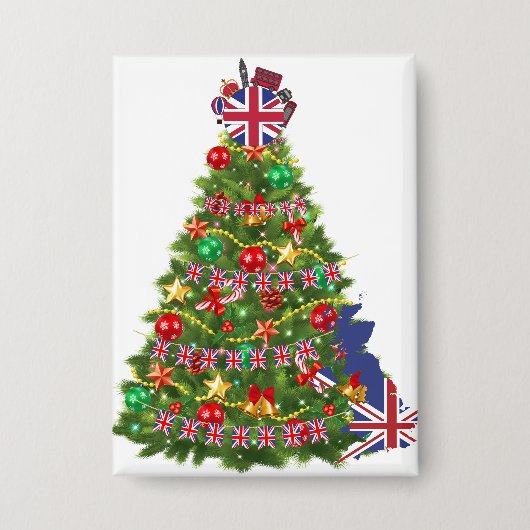 イギリスの家族全員のためのXマスの醜いセーター 缶バッジ (正面)