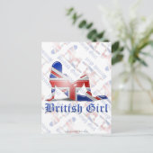 イギリスの少女のシルエット旗 ポストカード (スタンド正面)