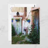 イギリスの庭のホリホックと花 ポストカード (正面/裏面)