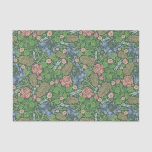 イギリスの庭園を飛ぶビンテージのトンボ 薄葉紙 (正面)