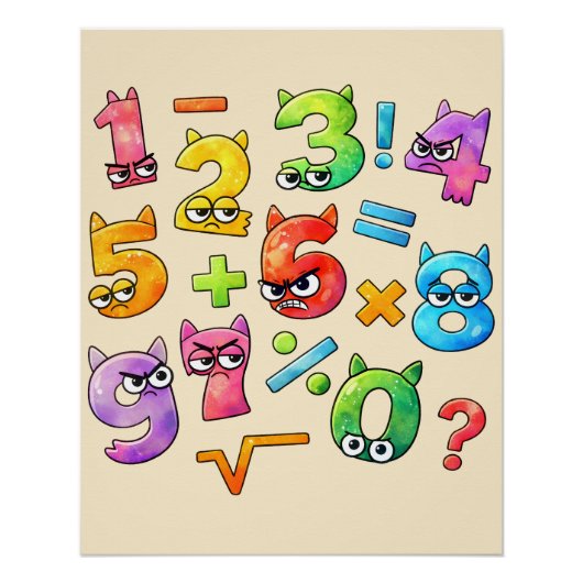 イギリスの教室向けキッズ用楽しい数字の数学ポスター ポスター (正面)