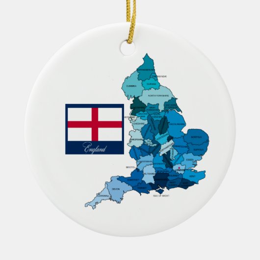 イギリスの旗そして地図 セラミックオーナメント (正面)