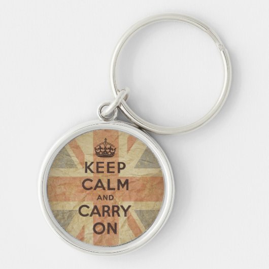 イギリスの旗とのKeep Calm and Carry On キーホルダー (正面)