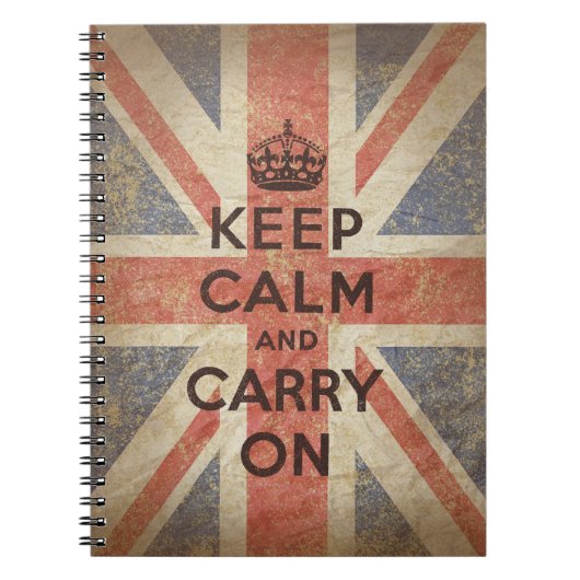 イギリスの旗とのKeep Calm and Carry On ノートブック (正面)