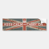 イギリスの旗とのKeep Calm and Carry On バンパーステッカー (正面)