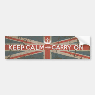 イギリスの旗とのKeep Calm and Carry On バンパーステッカー