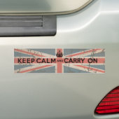 イギリスの旗とのKeep Calm and Carry On バンパーステッカー (車上)