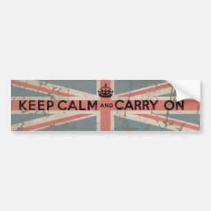 イギリスの旗とのKeep Calm and Carry On バンパーステッカー
