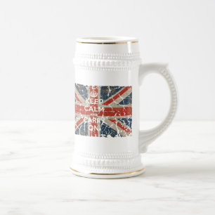 イギリスの旗とのKeep Calm and Carry On ビールジョッキ