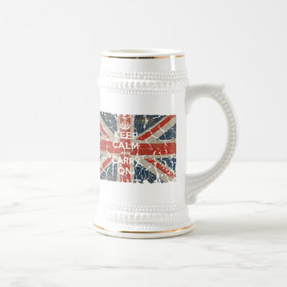 イギリスの旗とのKeep Calm and Carry On ビールジョッキ